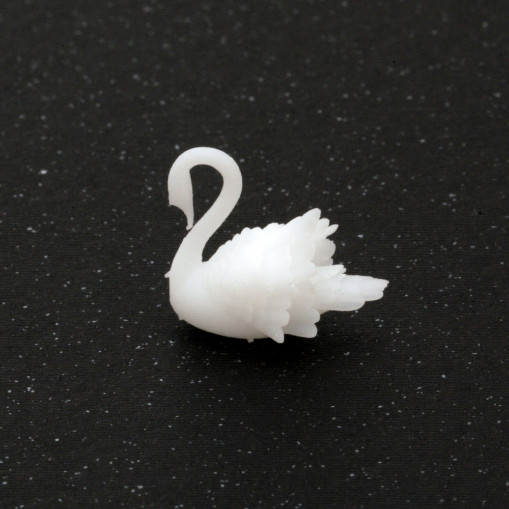 3D фигурка лебед / триизмерен микро аксесоар за вграждане в епоксидна смола 16.7x15.7 мм