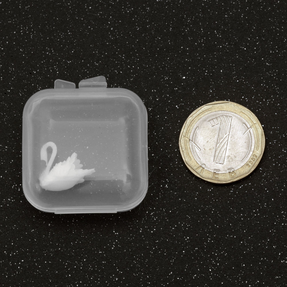 Figurina lebada 3D / micro accesoriu tridimensional pentru instalare in rasina epoxidica 16,7x15,7 mm