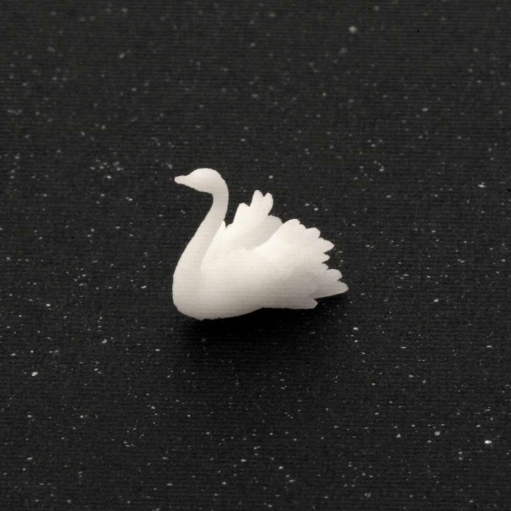 3D Swan Figurine / Three-dimensional Micro Accessory for Embedding in Epoxy Resin, size 12.9x12.5 mm