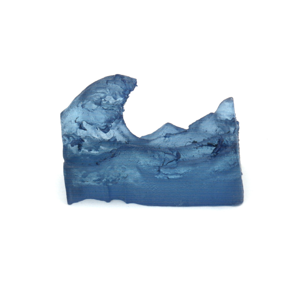 3D фигурка вълна Канагава / триизмерен модел за вграждане в епоксидна смола 3x1.4x1.9 см цвят сапфиреносин