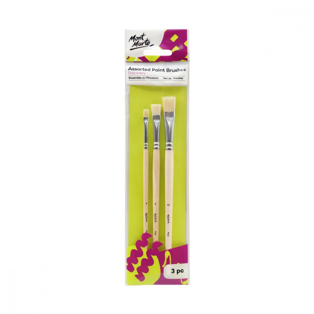 MM Brush Set - 3 Flat Brushes Made from Natural Hair
