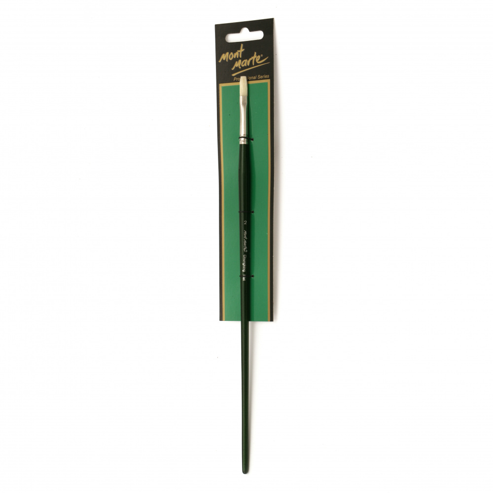 MM Artist Brush Chungking Flat No. 2 - Professional Series Flat Brush for Oil Paints Made from Natural Hair