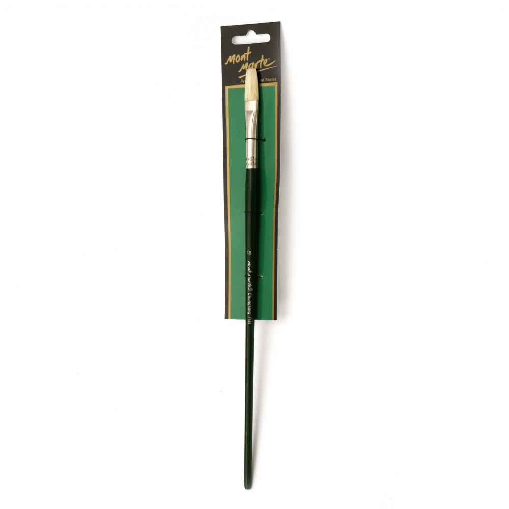 MM Artist Brush Chungking Flat No. 10 - Professional Series Flat Brush for Oil Paints Made from Natural Hair