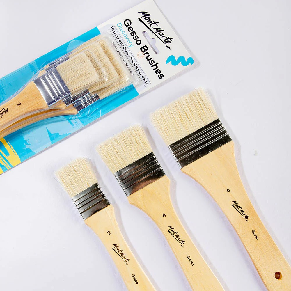 Σετ βούρτσες / πινέλα με φυσική τρίχα Mont Marte Gesso Brushes μέγεθος 2, 4 και 6 - 3 τεμάχια