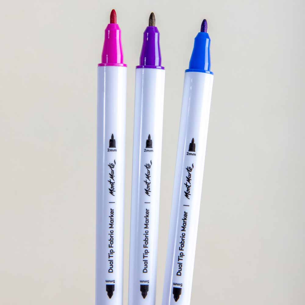 Μαρκαδόροι για ύφασμα με διπλή μύτη Mont Marte Dual Tip Fabric Markersς 12 τεμάχια
