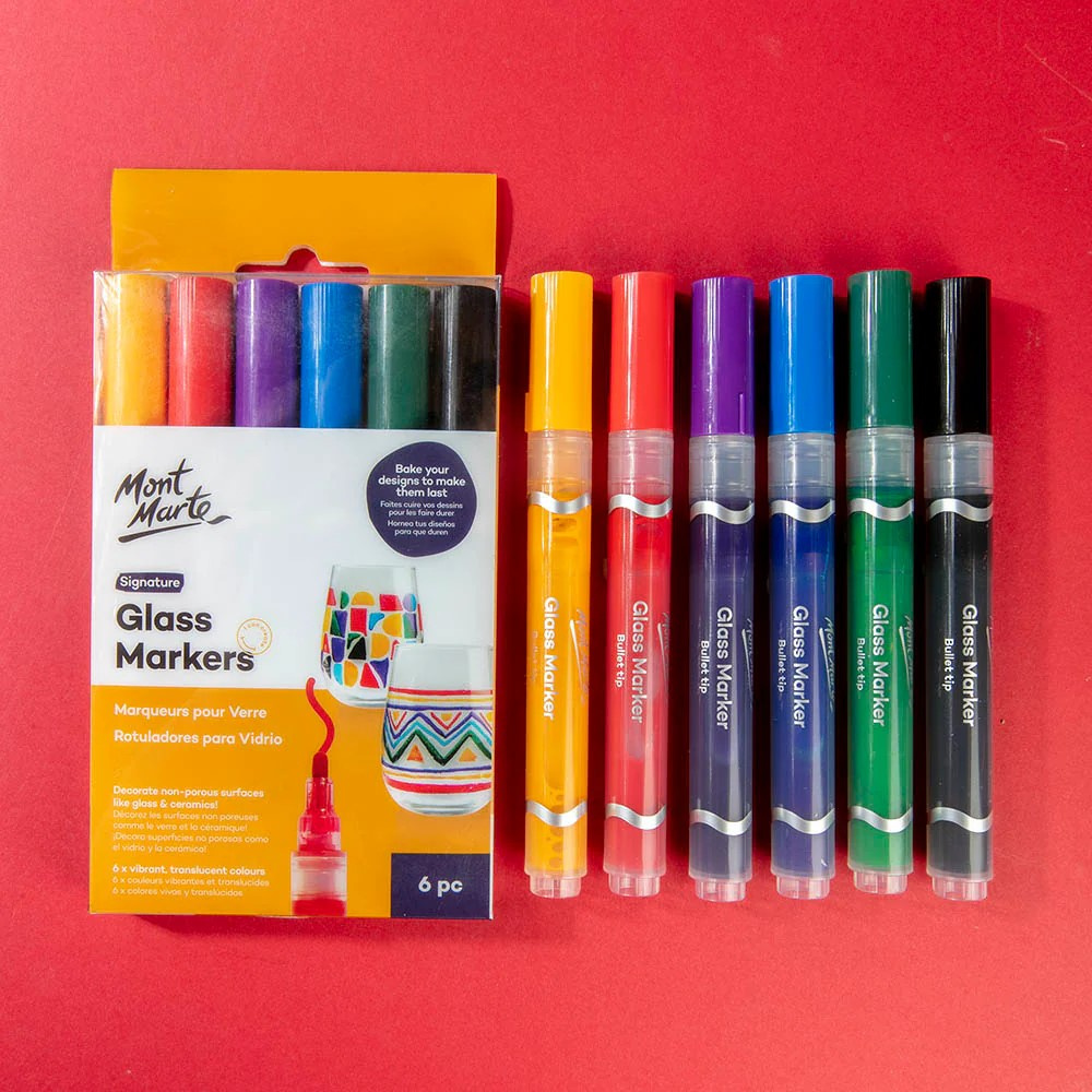 Μαρκαδόροι για γυαλί Mont Marte Glass Markers 6 τεμάχια