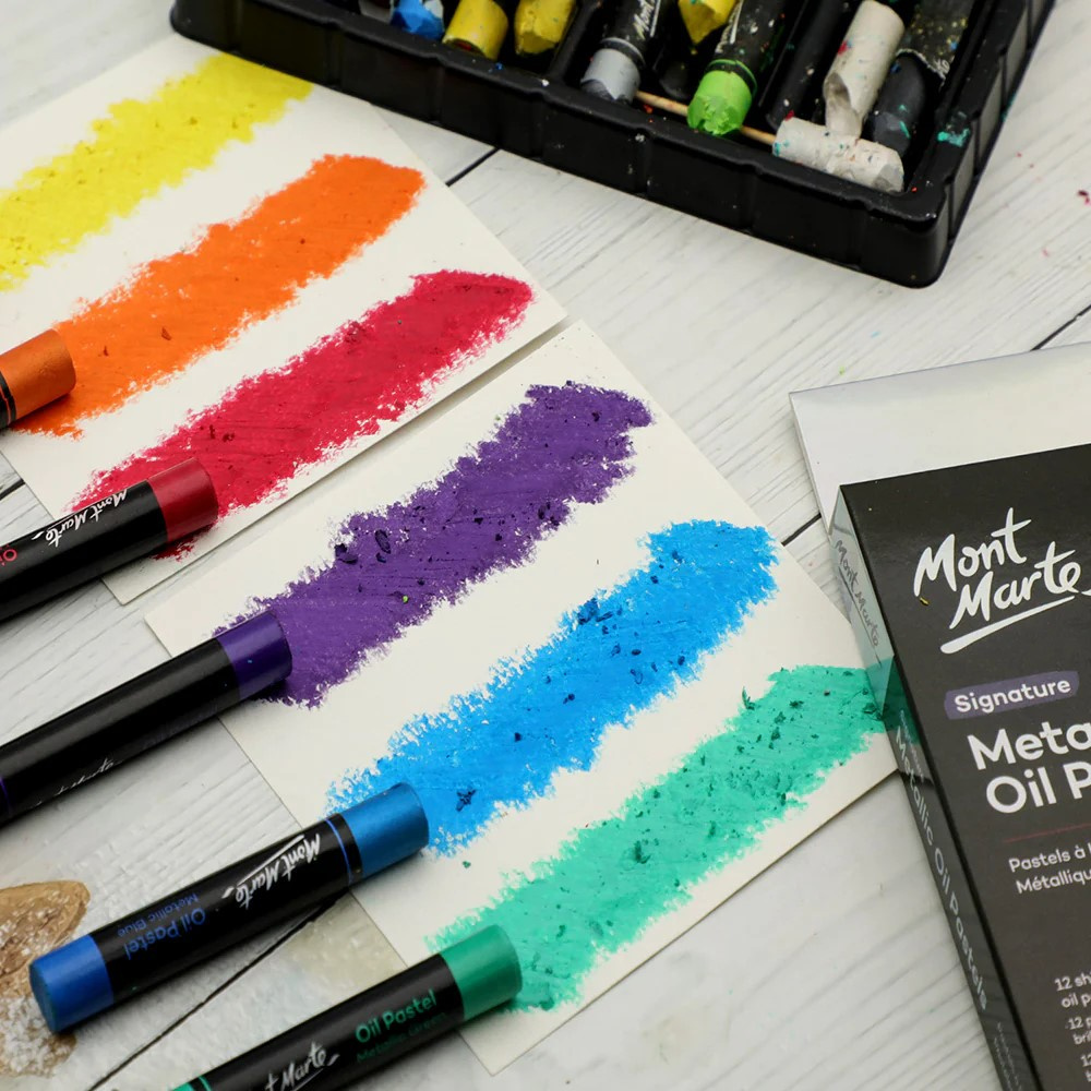 Παστέλ λαδιού μεταλλικά χρώματα Mont Marte Metallic Oil Pastels 12 τεμάχια