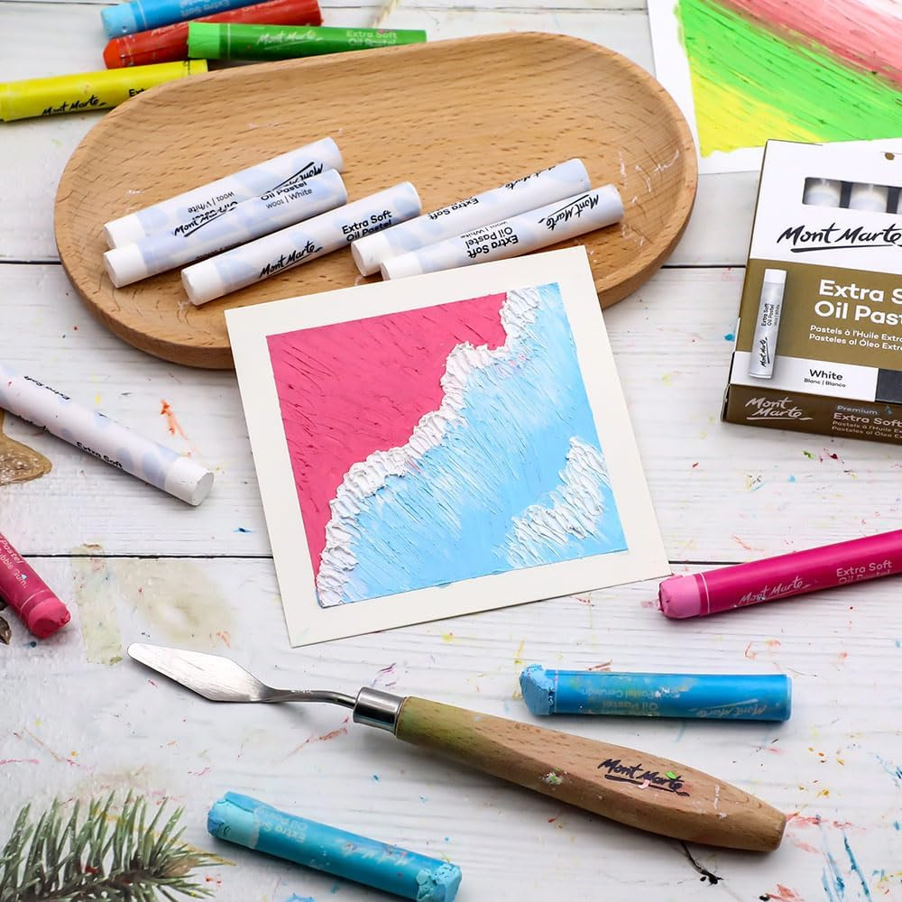 Παστέλ λαδιού Mont Marte Extra Soft Oil Pastels White Λευκά 6 τεμάχια