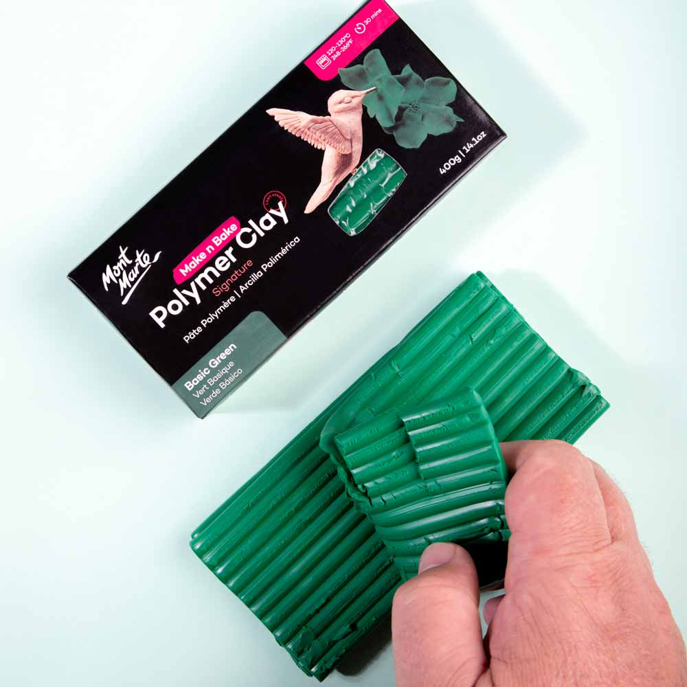 Полимерна глина Mont Marte Make n Bake Polymer Clay Basic Green 400 грама зелена