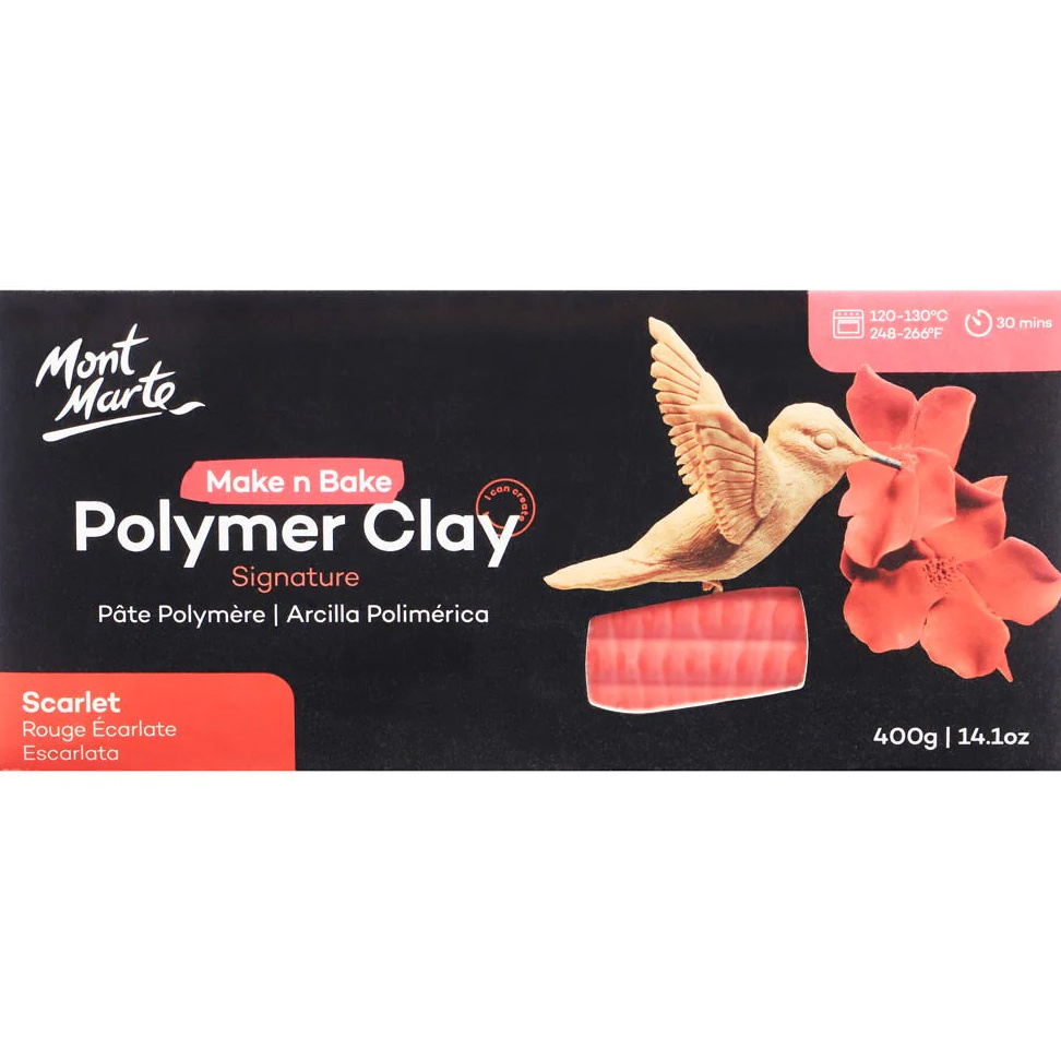 Полимерна глина MM Make n Bake Polymer Clay 400g - Scarlet