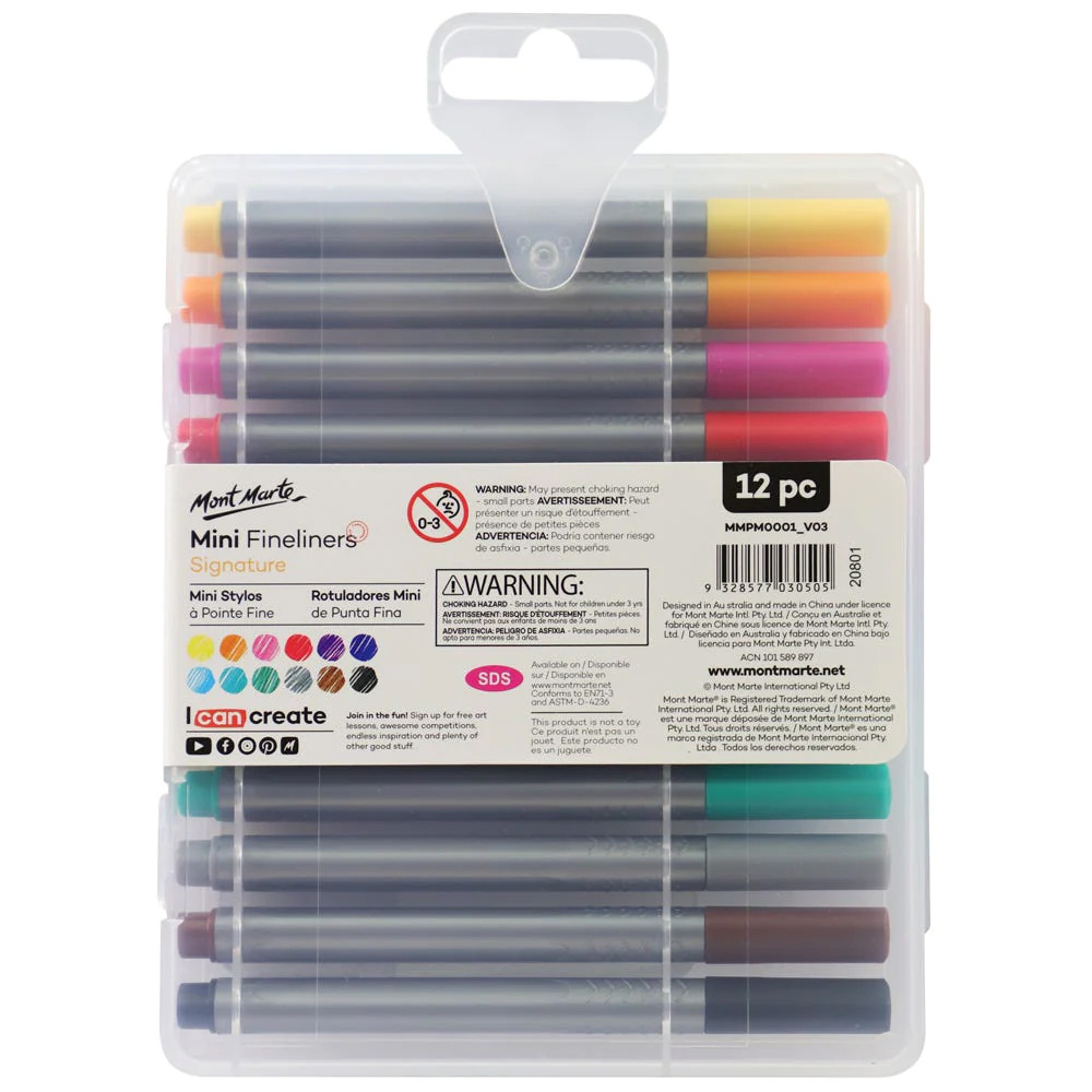 MM Colored Mini Fineliners 0.4 mm, 12-Pack