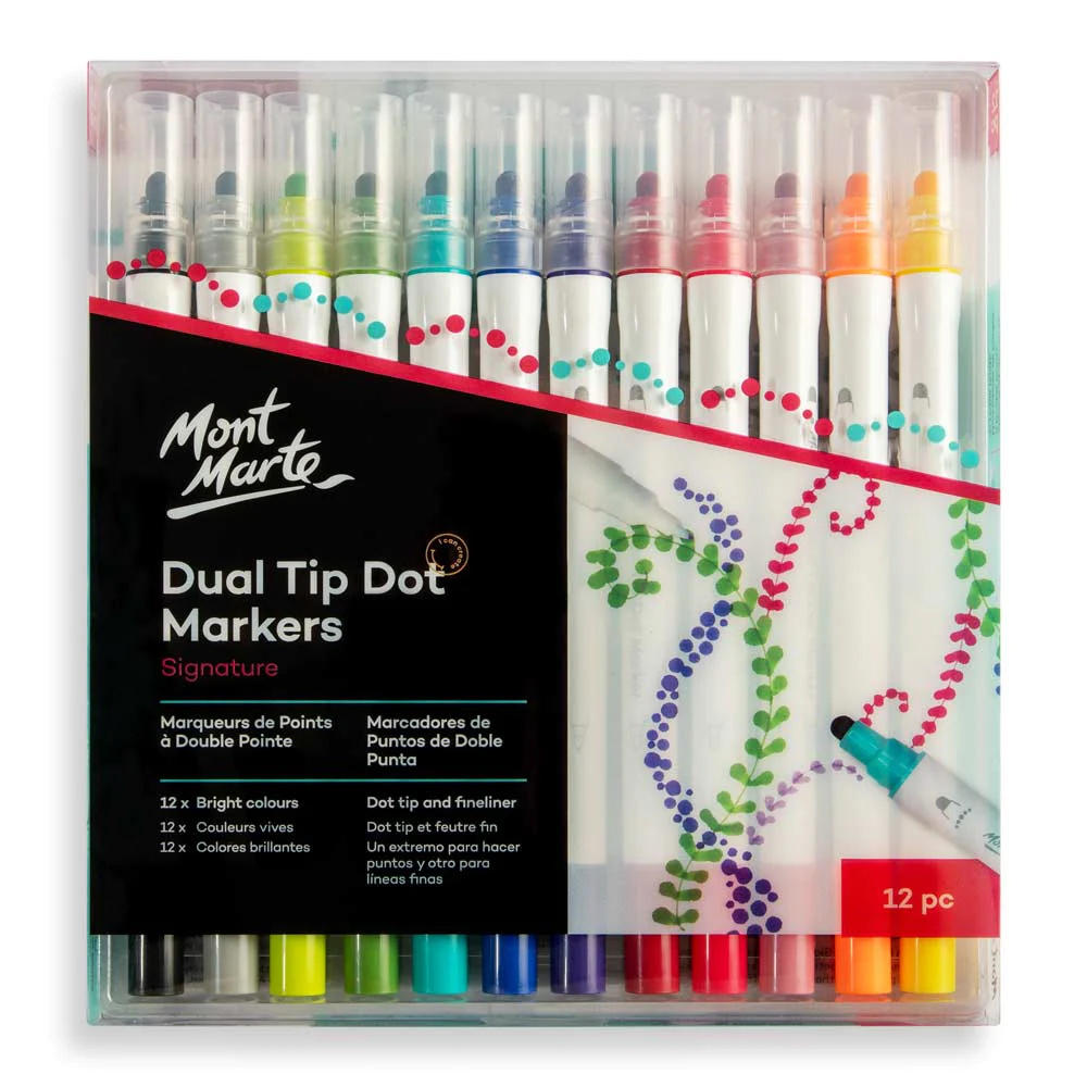 MM Water-Based Dual Tip Dot Markers Set, 12 Pieces