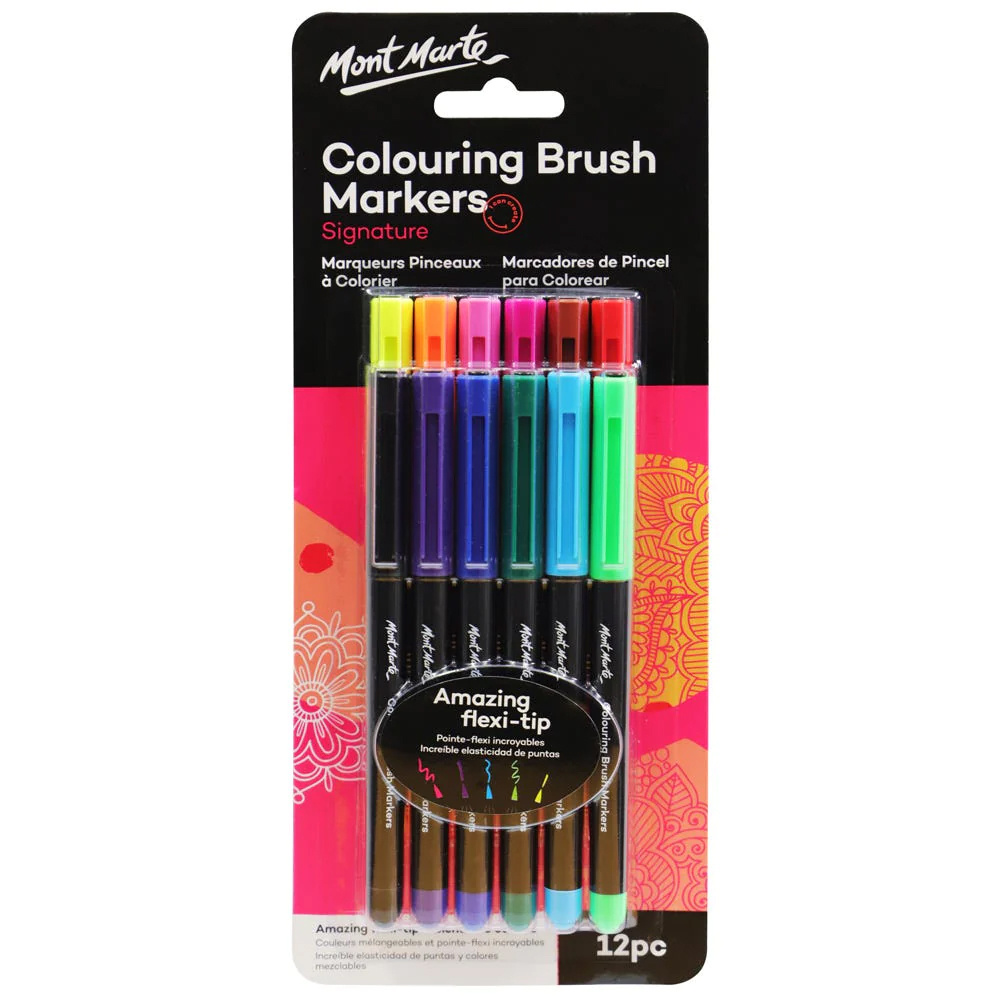 Set de markere cu vârf de pensulă moale MM Coloring Brush Markers 12 bucăți