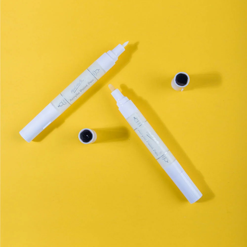 Ακρυλικοί μαρκαδόροι με διπλή μύτη, Mont Marte Acrylic Paint Pens Dual Tip White 2 τεμάχια λευκά