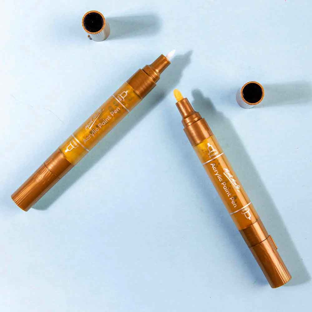 Ακρυλικοί μαρκαδόροι με διπλή μύτη, Mont Marte Acrylic Paint Pens Dual Tip 2 τεμάχια χρυσό