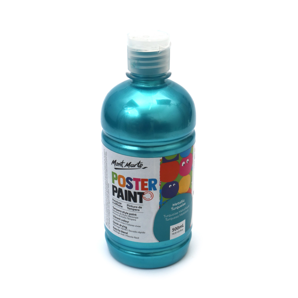 Τέμπερα για αφίσες Mont Marte Poster Paint 500 ml - Μεταλλικό Τυρκουάζ