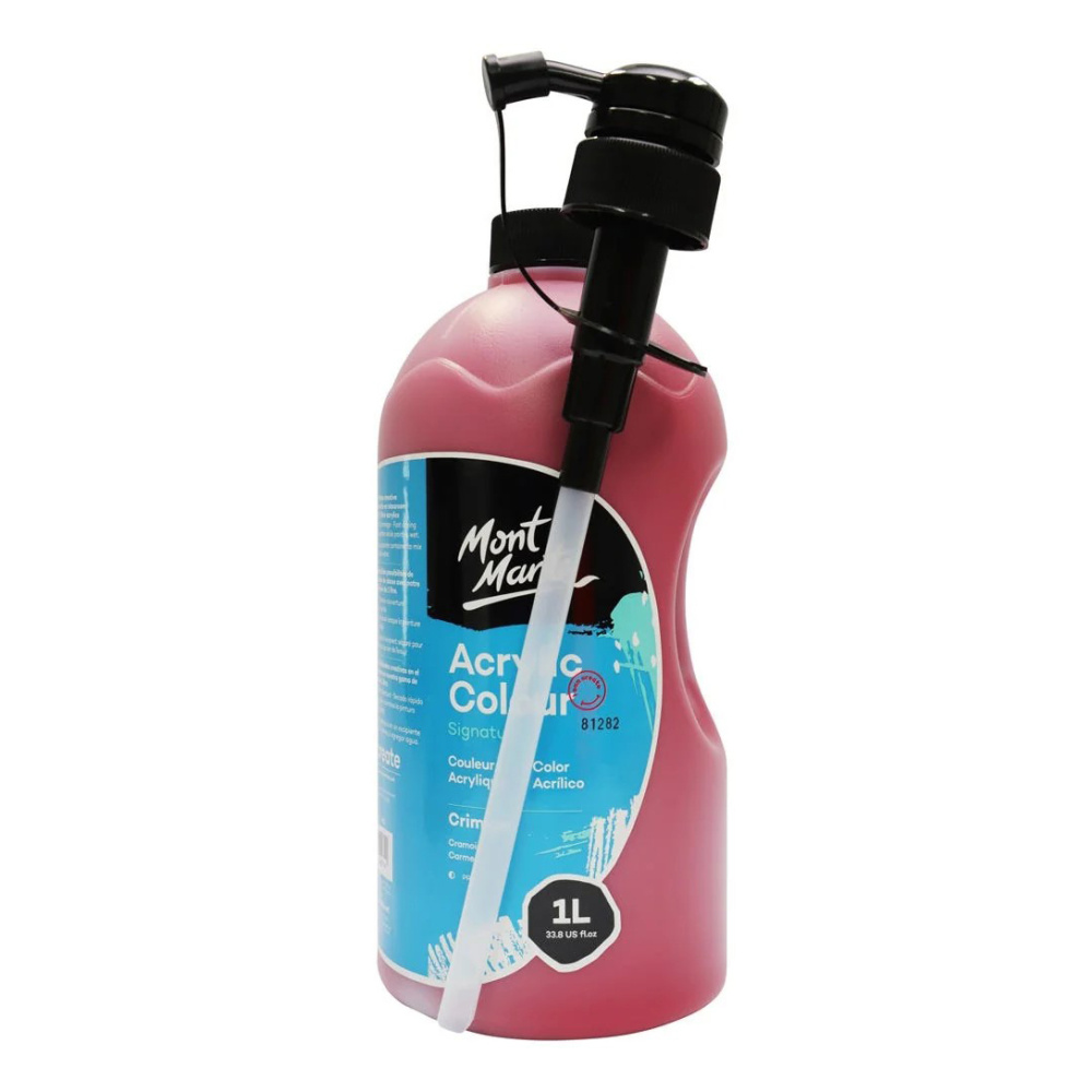 Mont Marte Acrylic Paint Pump 1000 ml – Crimson – Smooth, Long-Lasting and Perfect for Artistic Creations