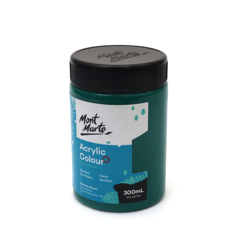 Deep Mont Marte Acrylic Paint – Phthalo Green, 300 ml Smooth, Highly Pigmented Colour for Artists