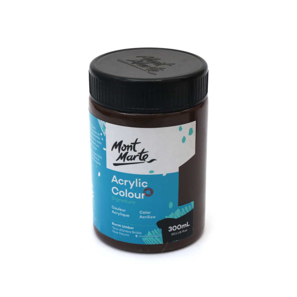 Deep Mont Marte Acrylic Paint – Burnt Umber, 300 ml Smooth, Highly Pigmented Colour for Artists