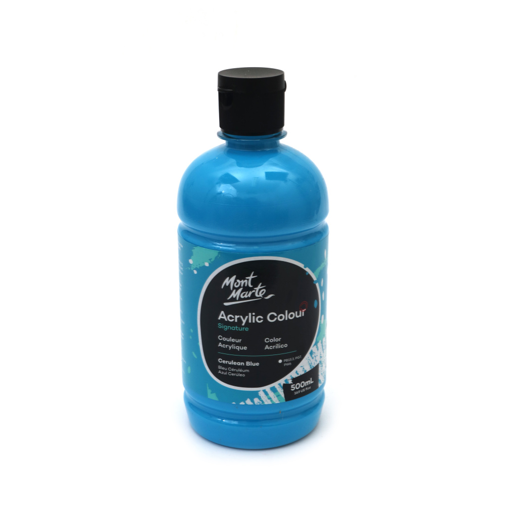 Ακρυλικό χρώμα Mont Marte Acrylic Color Paint 500 ml σε φιάλη -Cerulean Blue μπλε