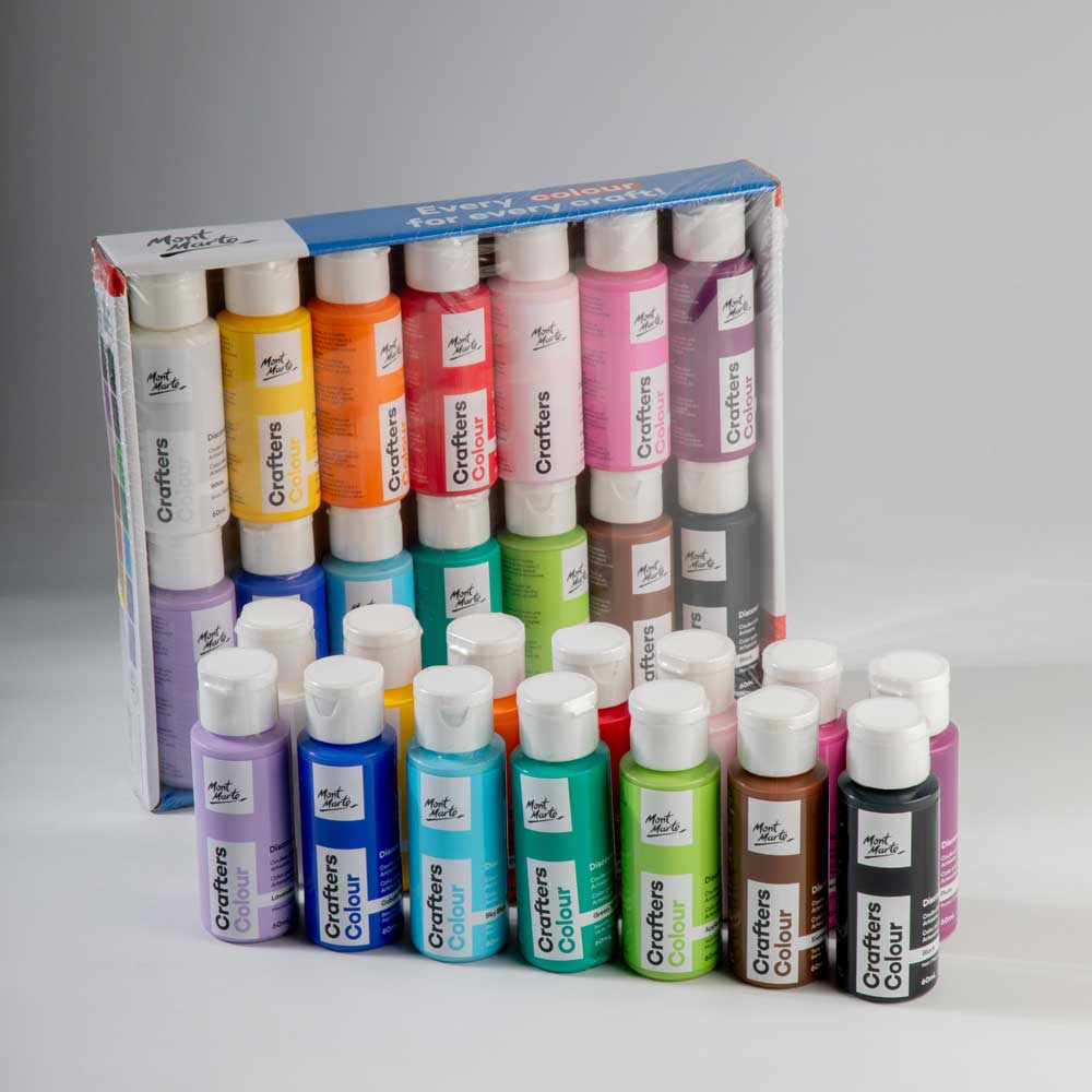 Set de vopsele acrilice Mont Marte Crafters Colour Basic Set 14 culori x 60 ml