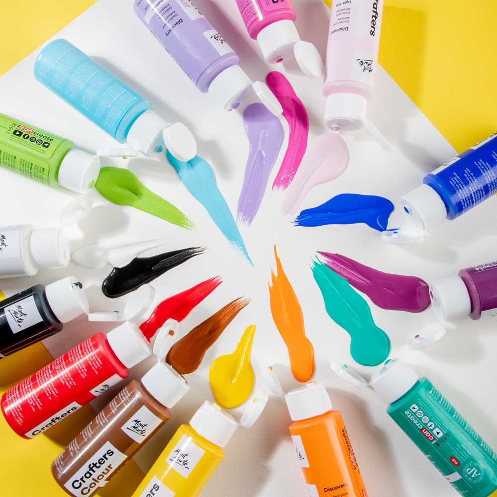 Set de vopsele acrilice Mont Marte Crafters Colour Basic Set 14 culori x 60 ml