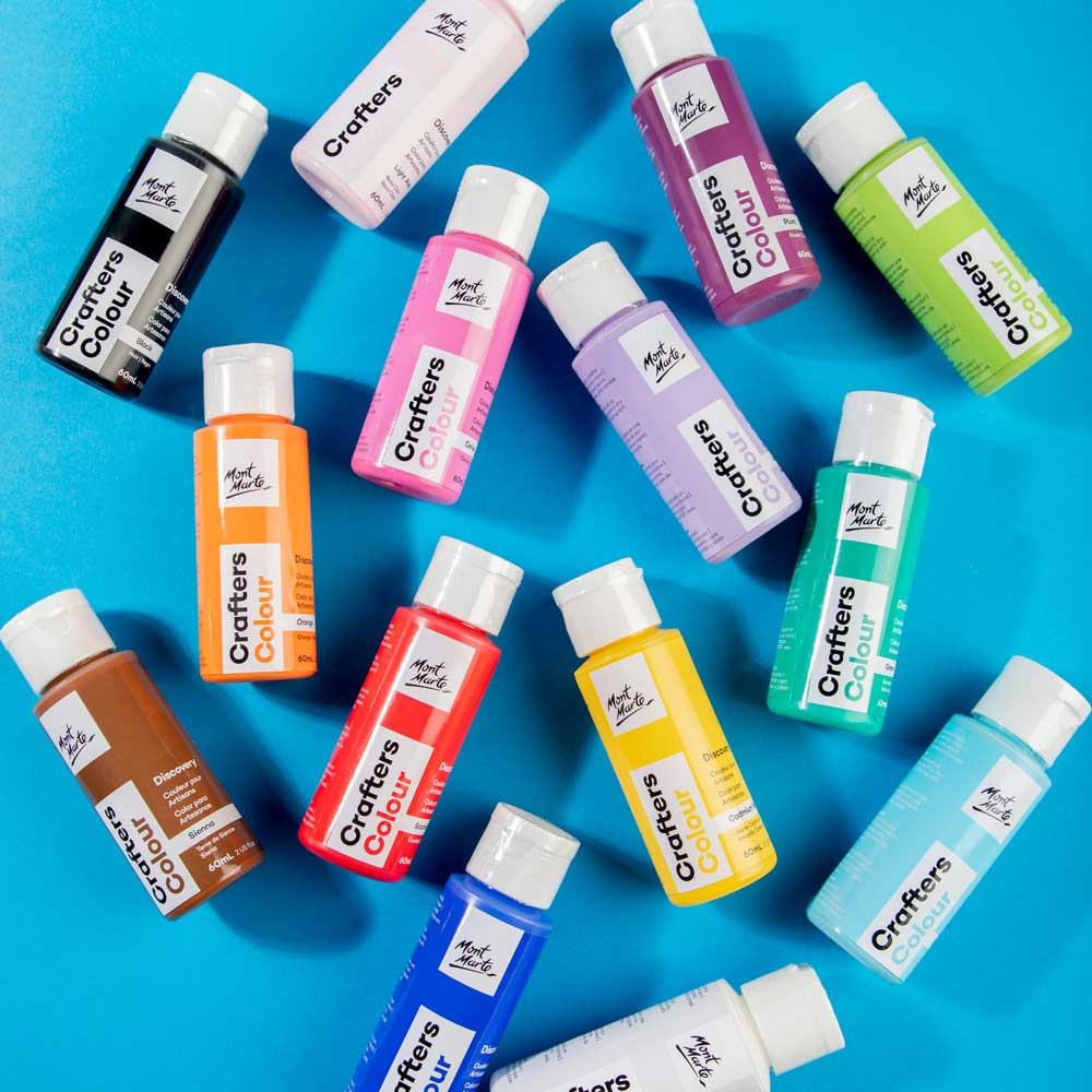 Set de vopsele acrilice Mont Marte Crafters Colour Basic Set 14 culori x 60 ml