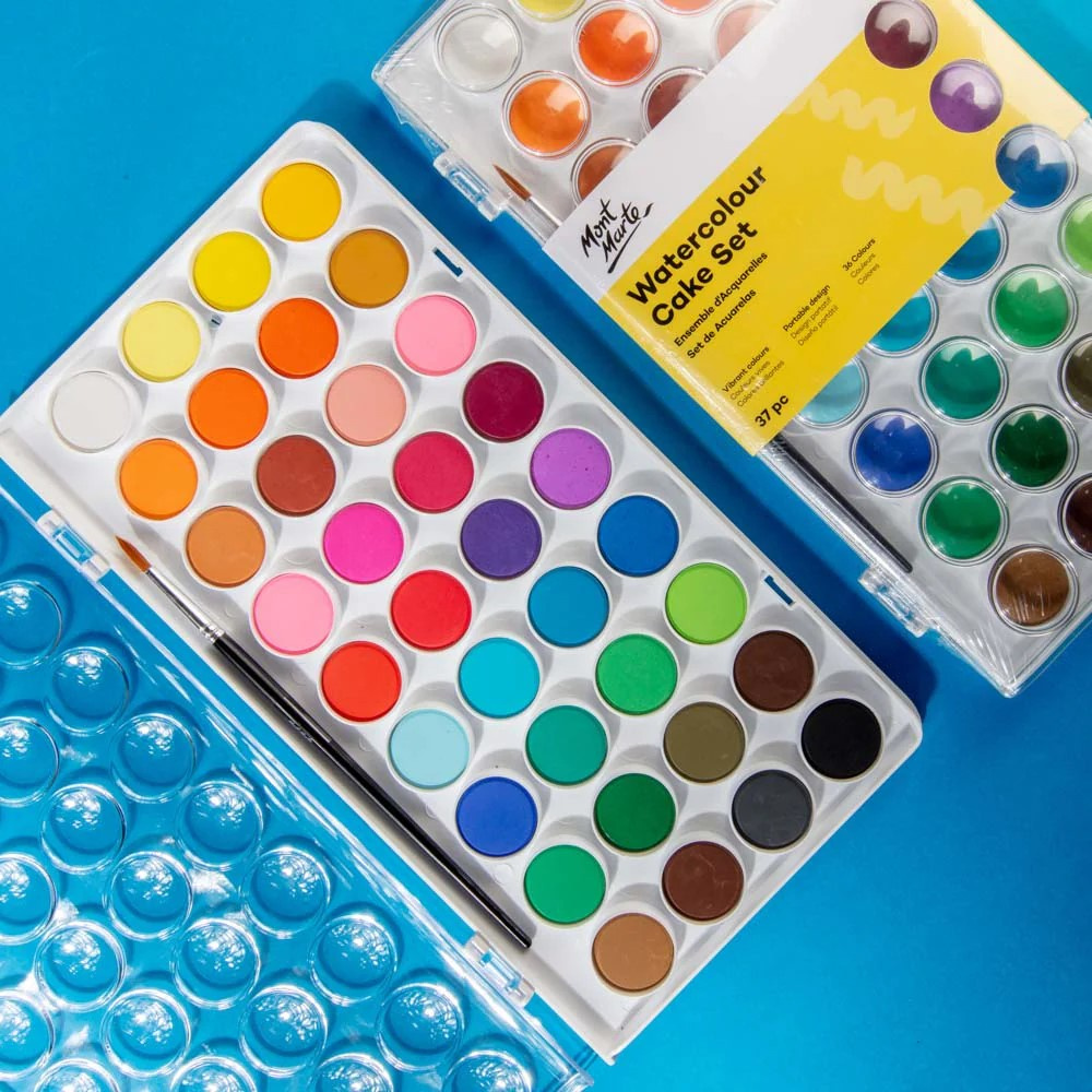 Σετ νερομπογιές Mont Marte Watercolour Cake Set36 χρώματα και πινέλο