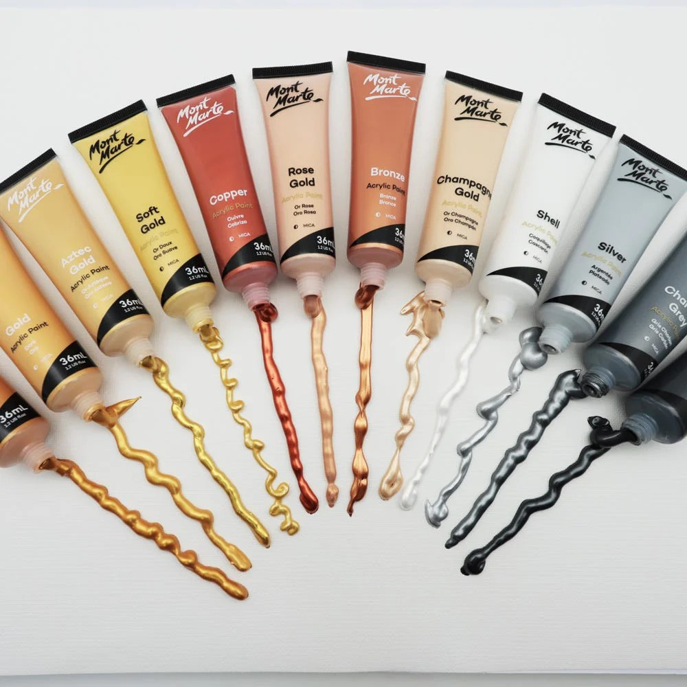 Σετ ακρυλικά χρώματα Mont Marte Gold και Silver Acrylic Paint Set 12 τεμ. x 36 ml