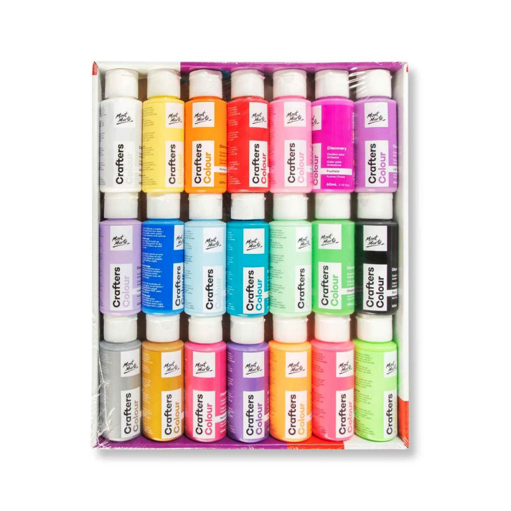 Комплект акрилни бои Mont Marte Crafters Colour, 21 цвята x 60 мл
