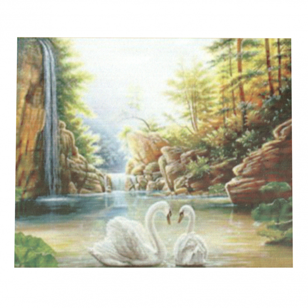 Diamond Painting 50x65 cm with a Frame, Crystal Mosaic Art, Round Diamonds, Full Drill - White Swans YSG0007