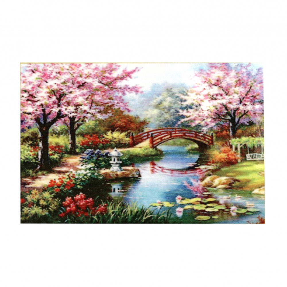 Framed DIY Diamond Painting 30x40 cm, Full Drill Embroidery, Round Crystals, Wall Decor Painting  - Spring by the River YSG1016
