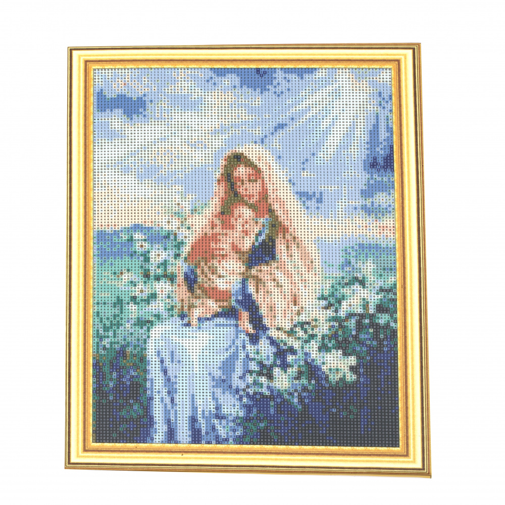 Diamond Painting 30x40 cm with a Frame, Full Drill, Round Diamonds, Home Wall Decor - The Hug of the Virgin YSG1154