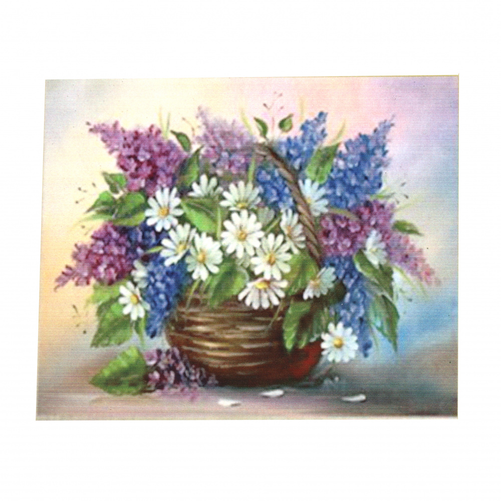 Diamond Painting 40x50 cm with a Frame, Crystal Mosaic Art, Round Diamonds, Full Drill - Lilac Bouquet YSG0045