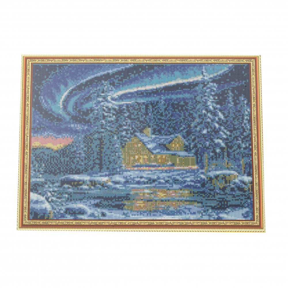 Framed DIY Diamond Painting 40x50 cm, Full Drill Embroidery, Round Crystals, Wall Decor Painting - Northern Lights YSG0106