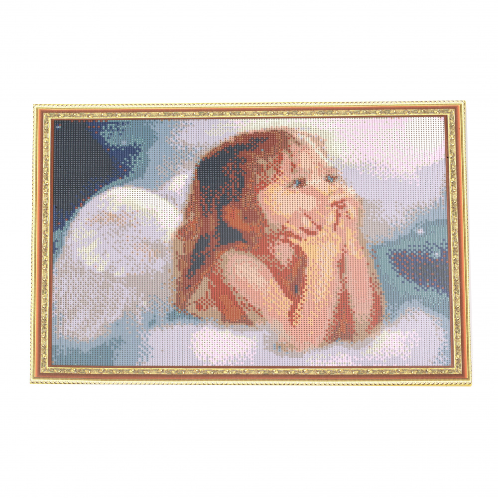 Diamond Painting 40x50 cm with a Frame, Crystal Mosaic Art, Round Diamonds, Full Drill - Little Angel YSG0192