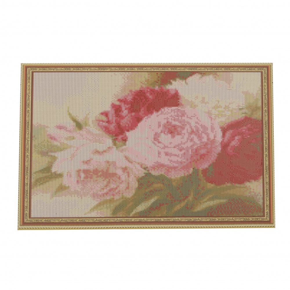 DIY Diamond Painting 40x50 cm with a Frame, Full Drill, Round Diamonds, Home Wall Decoration - Delicate Peonies YSG0322