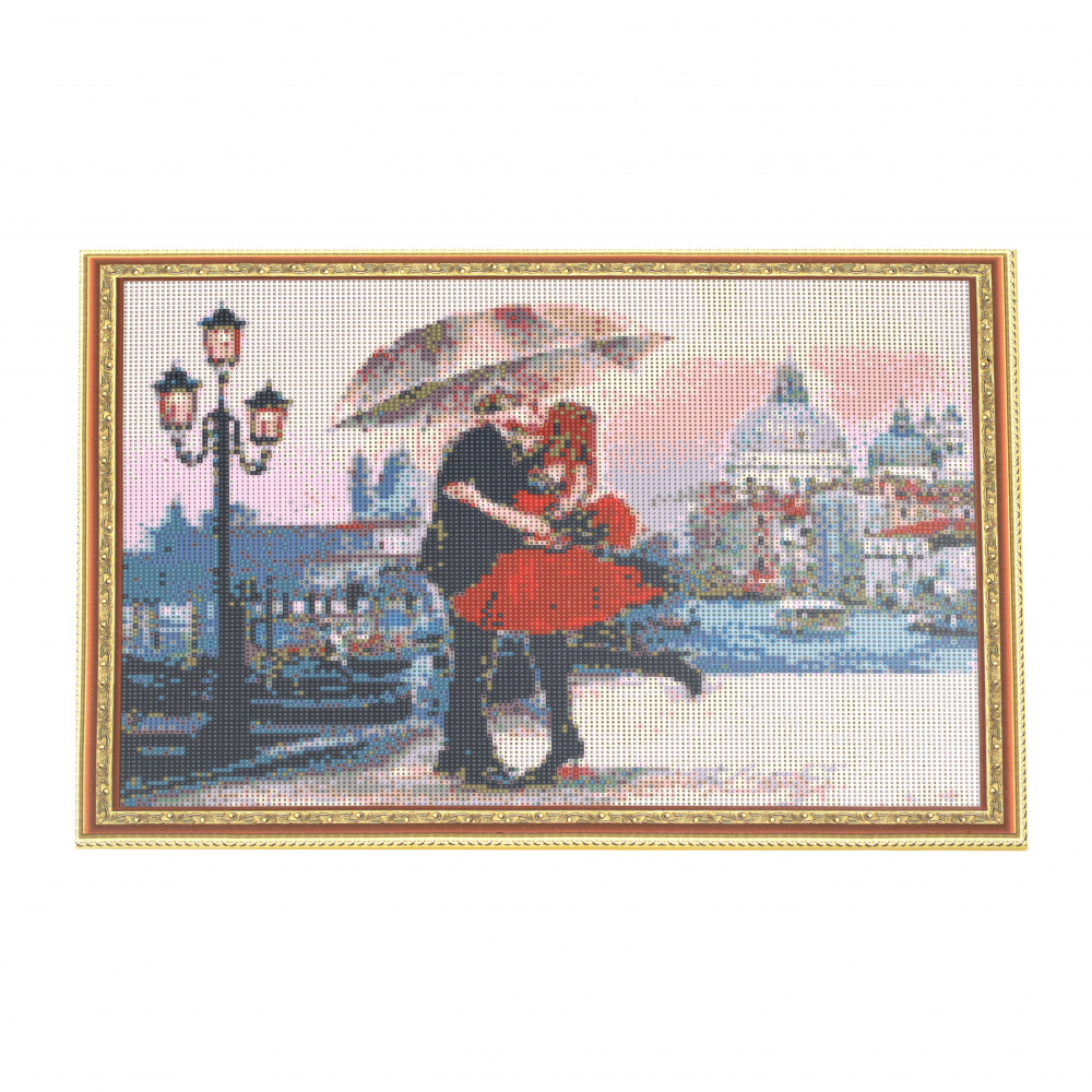 Diamond Painting 40x50 cm with a Frame, Full Drill, Round Diamonds, Home Wall Decor - Couple in love in Venice YSG0371