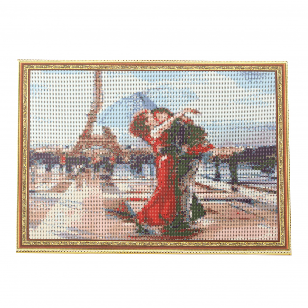 DIY Diamond Painting 40x50 cm with Frame, Full Drill, Round Diamonds, Home Wall Decoration - French Kiss YSG0376