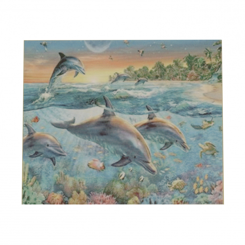 Framed DIY Diamond Painting 40x50 cm, Full Drill Embroidery, Round Crystals, Wall Decor Painting - Dolphin Dance YSG1311