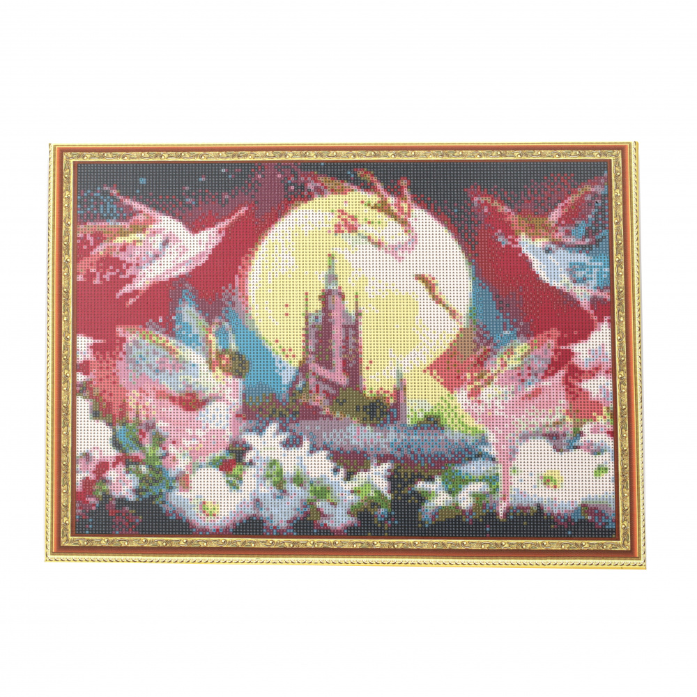 Diamond Painting 40x50 cm with a Frame, Full Drill, Round Diamonds, Home Wall Decor - The magical Kingdom of Fairies YSG1576