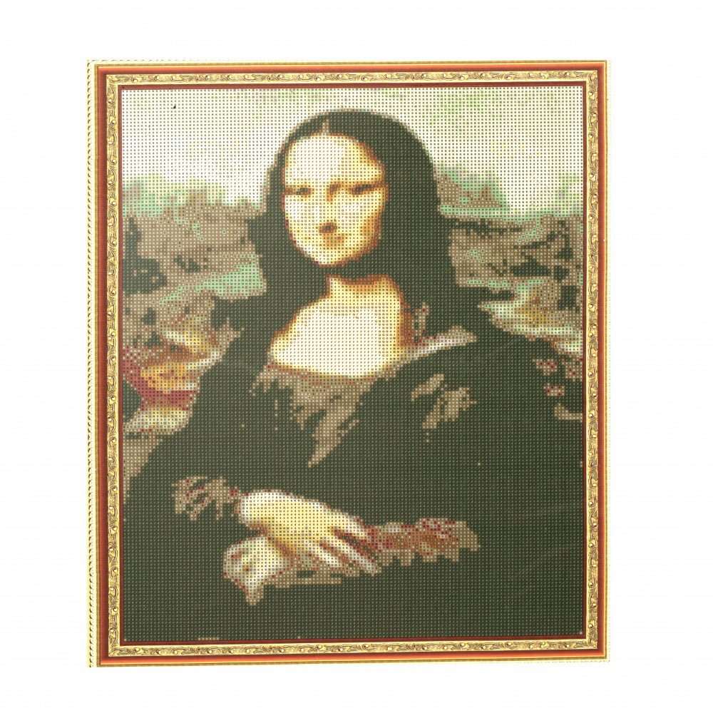 Diamond Painting 40x50 cm, Mosaic Craft Art, Round Crystals, Full Drill with a Frame - Mona Lisa YSG1888