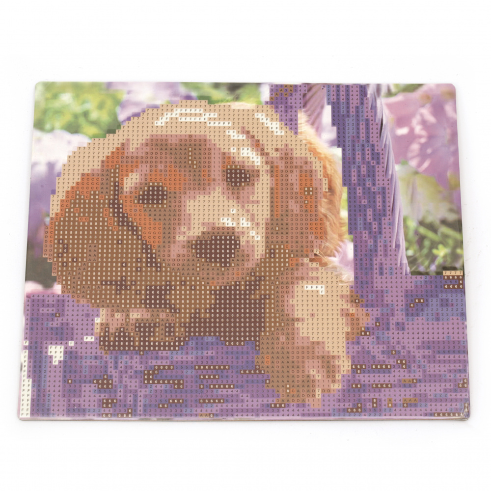 Diamond Painting 21x25 cm with a Frame, Full Drill, Round Diamonds, Home Wall Decor - Dog in Basket YSA0288