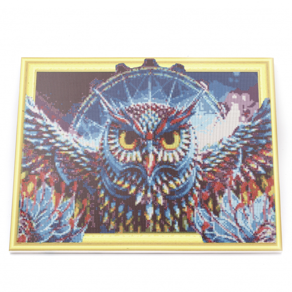 3D Diamond Painting 40x50 cm, Round Crystals, Full Drill with a Frame, Craft Mosaic Art, Home Decor - Magnetic Owl LT0165