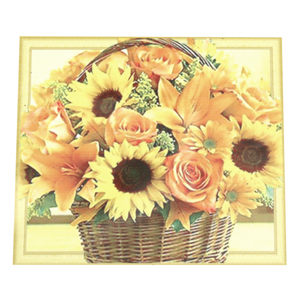3D Framed Diamond Painting 40x50 cm, Full Drill Embroidery, Round Crystals, Wall Decor Painting - Sunflowers in a Basket LT0167