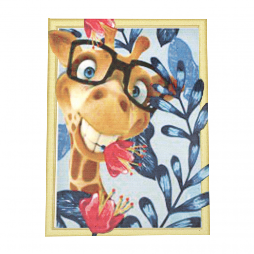 3D Diamond Painting 40x50 cm with a Frame, Full Drill, Round Diamonds, Home Wall Decor - Cheerful Giraffe LT0247