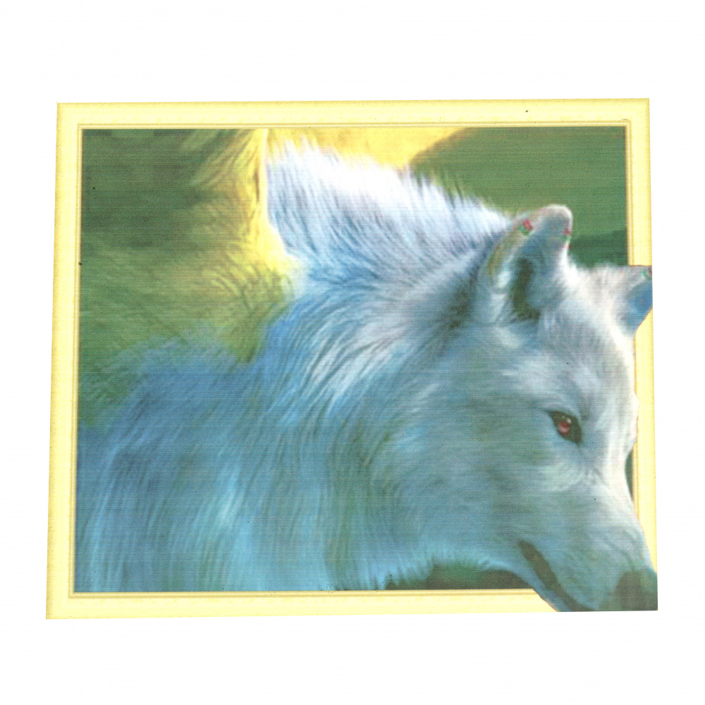3D Diamond Painting 40x50 cm with a Frame, Crystal Mosaic Art, Round Diamonds, Full Drill - White Wolf LT0338