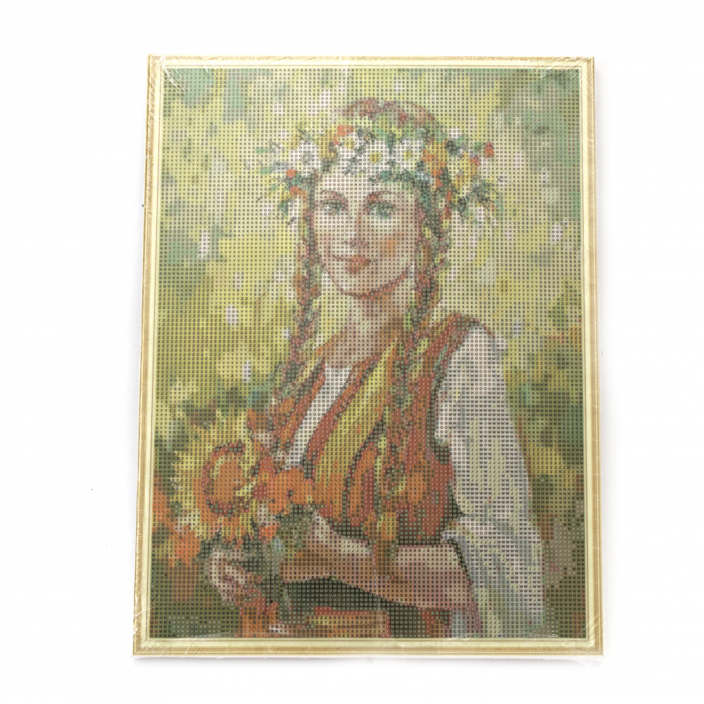 Πίνακας με ψηφίδες (στρόγγυλες) 30x40 cm με πλαίσιο - Νεανική ομορφιά Kra001