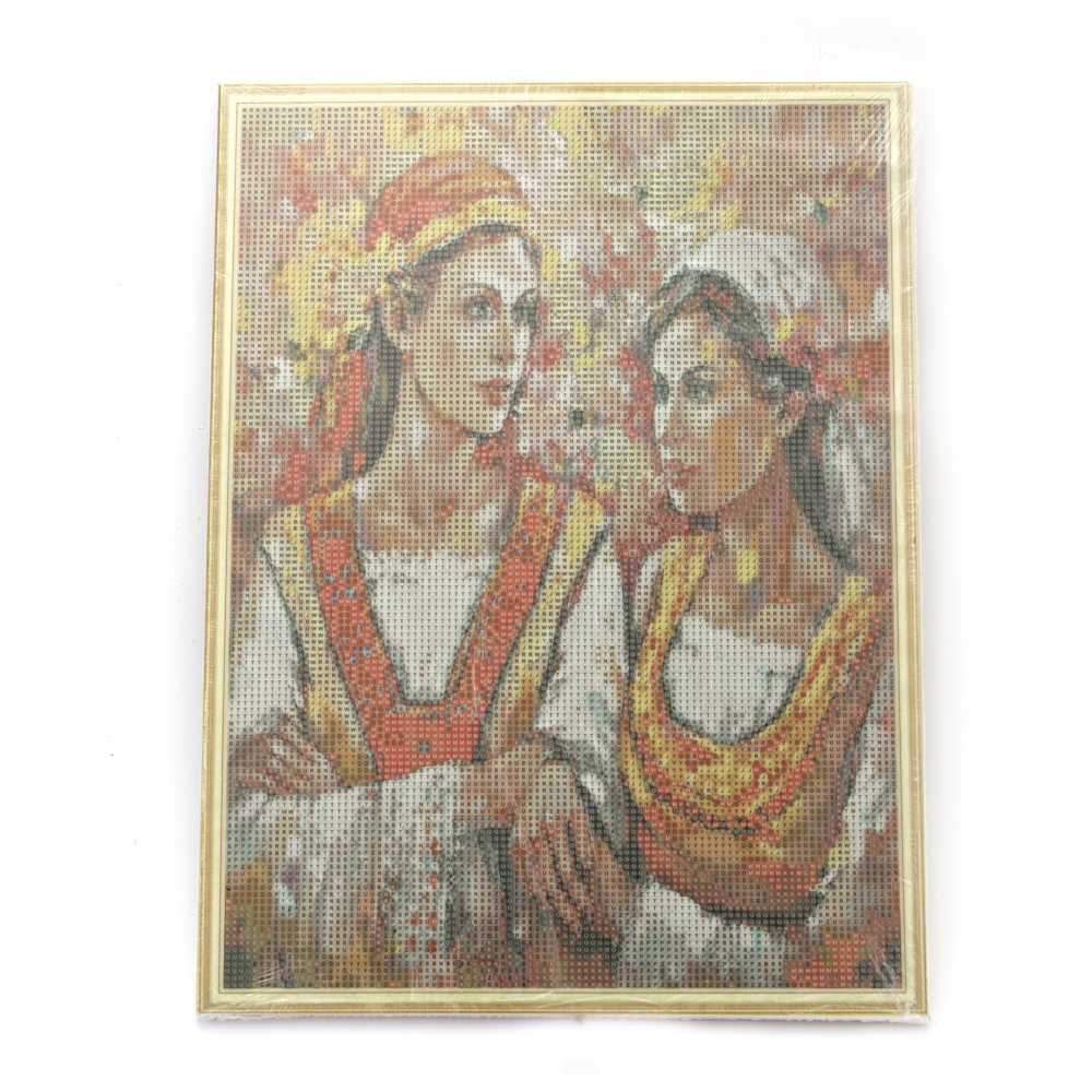 Πίνακας με ψηφίδες (στρόγγυλες) 40x50 cm πλήρης κόλληση με τελάρο - Αδελφές Kra003
