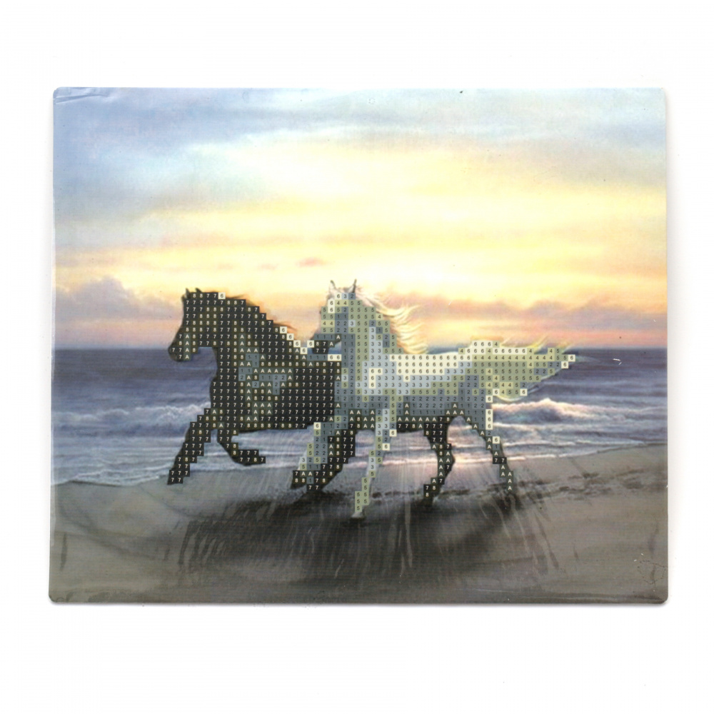 Πίνακας με ψηφίδες (στρόγγυλες)  21x25 cm μερική κόλληση - Horse by the shore YSA0045